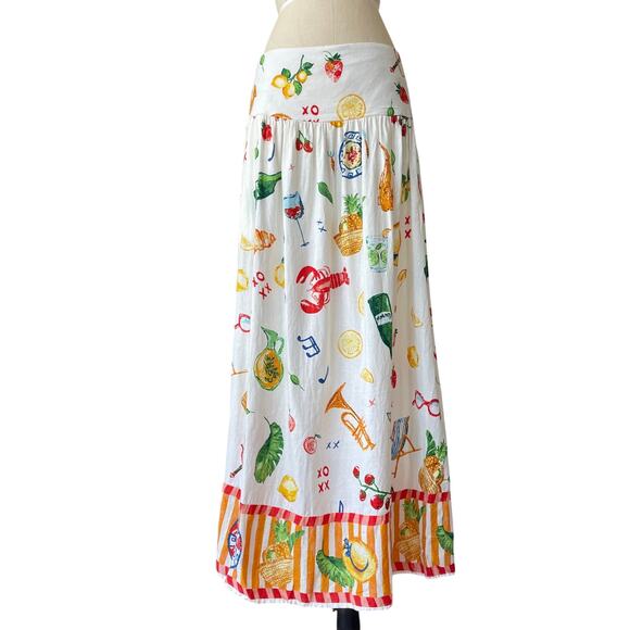 Calypso St. Barth Maxi Skirt Large Party Time picnic lobster linen coastal - Picture 1 of 7